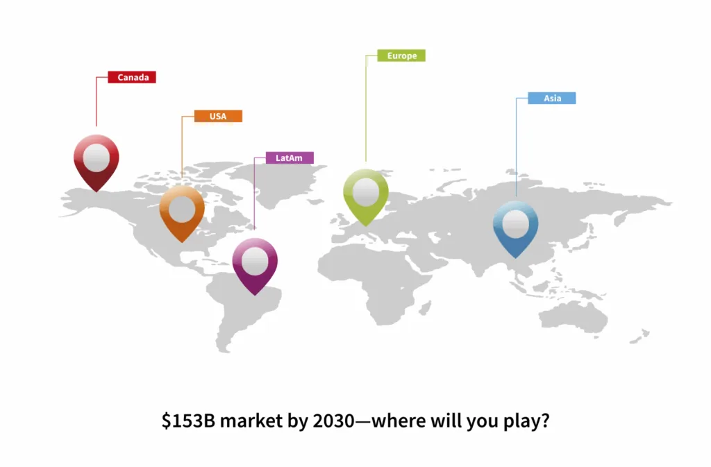 Global Casino Market Heatmap with $153B market by 2030—where will you play?