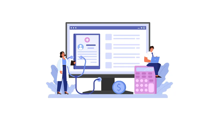 Medical Billing Software Interface on Screen with Analytics Dashboard