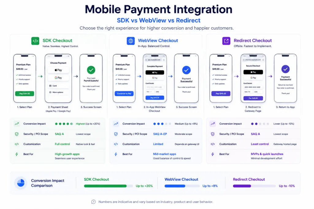 Mobile Payment Integration: SDK vs WebView vs Redirect