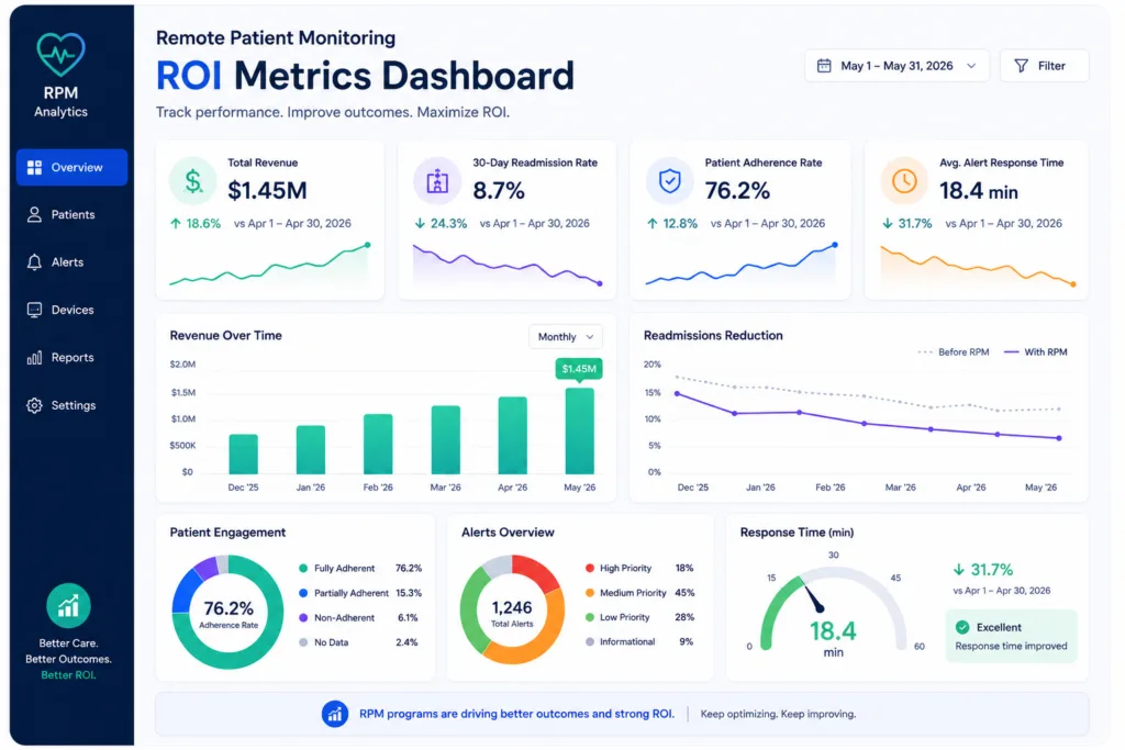 Remote Patient Monitoring ROI Metrics Dashboard