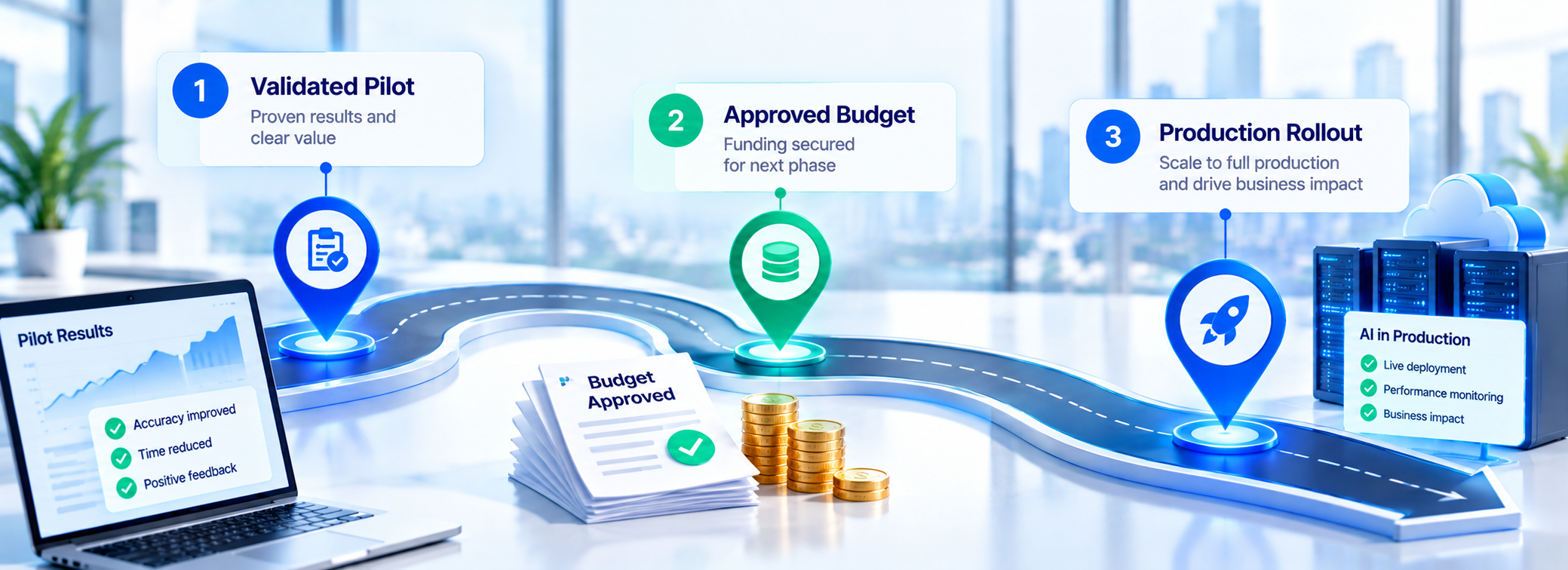 Connect the pilot to a funded AI roadmap