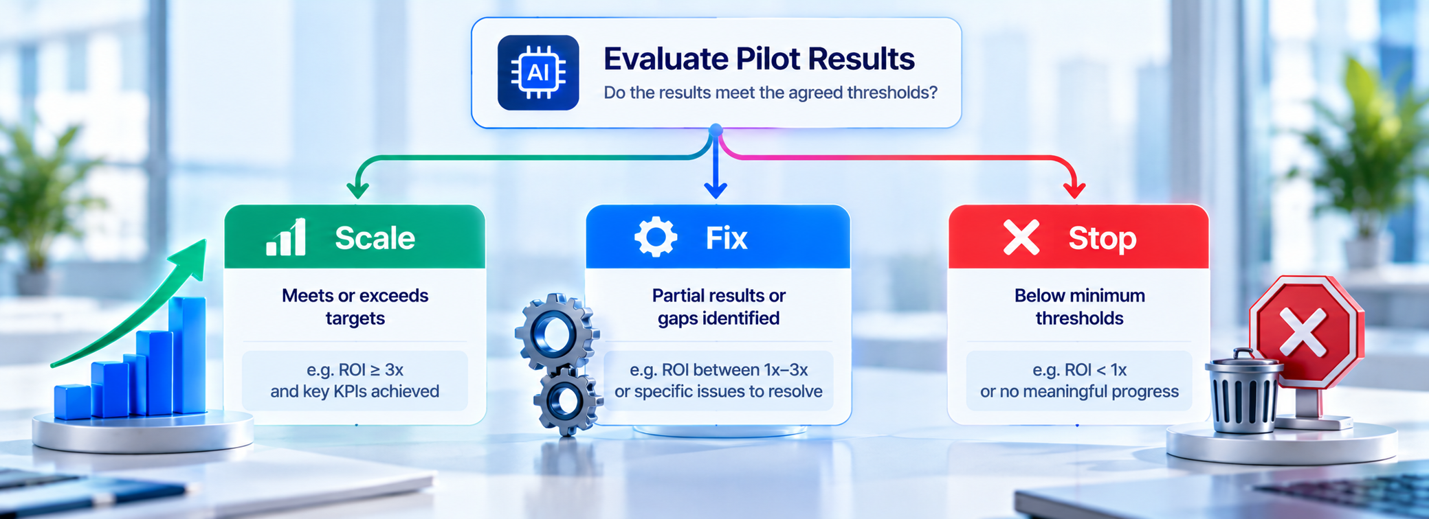 Scale, fix, or stop using thresholds agreed early